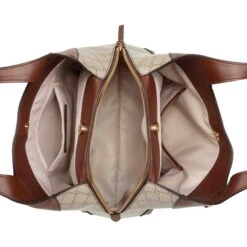 Eamon Large Shoulder Bag -Nine West Store NGG129123 BEIGELOGOMAHOGANYEAMON3COMPSHOULDERBAG TZ