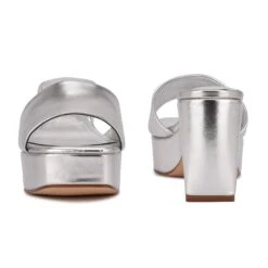 Nine West Oklee Platform Slide Sandals -Nine West Store PG.WNOKLEE3 SIL01.FB